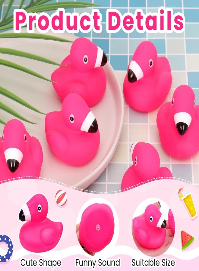 VICROIC 12 PCS Flamingo Rubber Ducks, Pink Cute Flamingo Duck, Floating Squeaky Bath Toys for Baby Shower Birthday Party Favors, Mini Rubber Ducks for Cake Decoration Classroom Prizes - Image 3